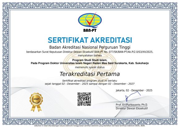 Alhamdulillah, Prodi Doktor Studi Islam Pascasarjana UIN Surakarta Terakreditasi Pertama