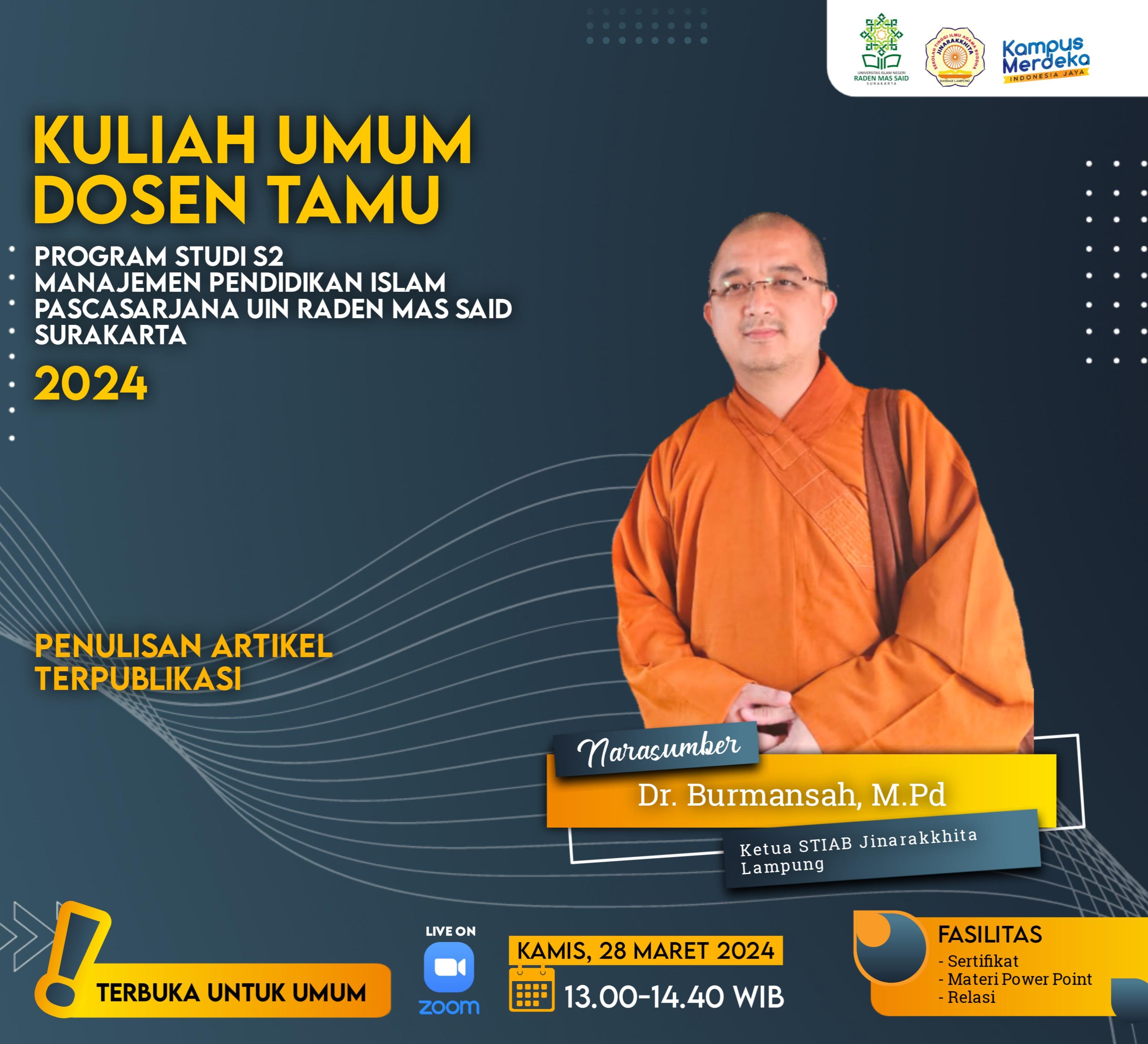 Kuliah Umum Pascasarjana UIN Raden Mas Said Surakarta : Penulisan Artikel Terpublikasi
